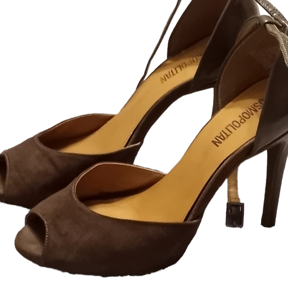 Cosmopoliten Stiletto nude brown strapped ankle heel